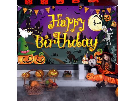 Happy Birthday Halloween Backdrop Halloween Birthday Party Etsy