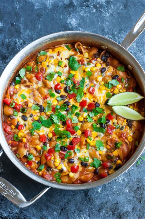 Healthy One Pot Enchilada Pasta Vegetarian Gluten Free Peas And Crayons