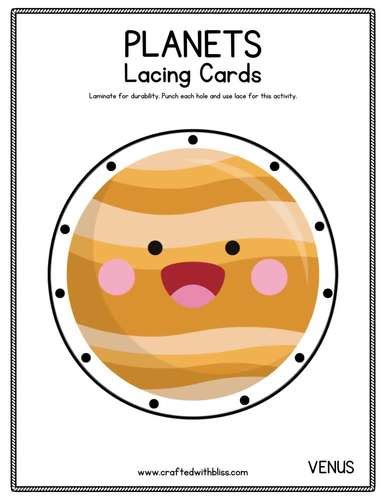 Planets Lacing Cards Planets Printable Solar System Fine Motor Activity