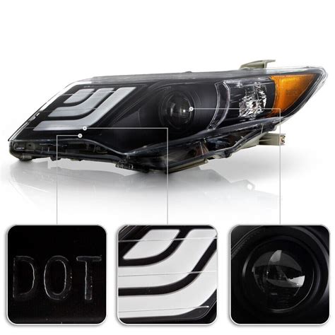 2012 2014 Toyota Camry New Gen Drl Style Projector Headlights Black