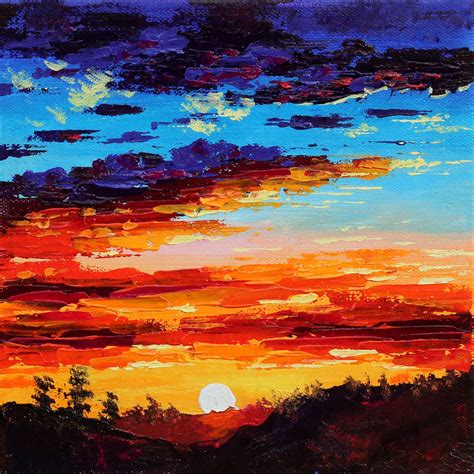 Mountain Sunset Acrylic Painting Whole Duration Webcast Pictures
