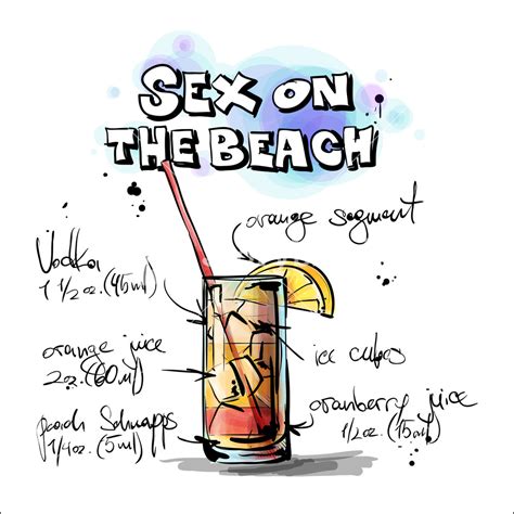 Hand Drawn Illustration Of Cocktail Sex On The Beach Vector My Xxx Hot Girl