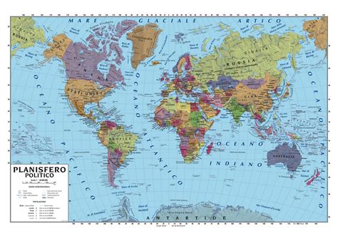 Carta Geografica Murale Planisfero Mondo X Scolastica Bifacciale