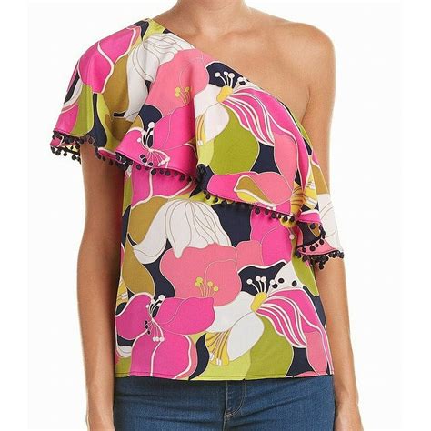 Trina Turk Tops And Blouses Womens Blouse Floral Print One Shoulder