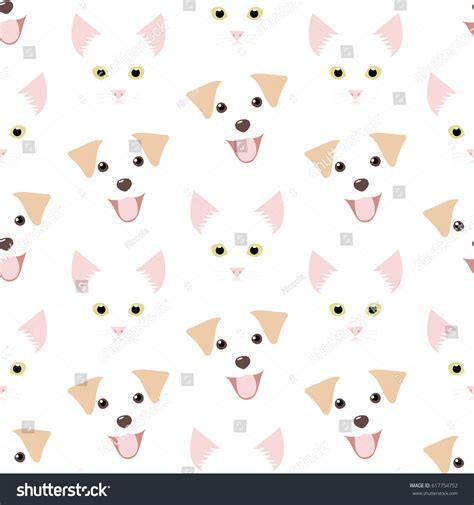 Seamless Pattern Cat Dog Background Stock Vector 617754752 Shutterstock