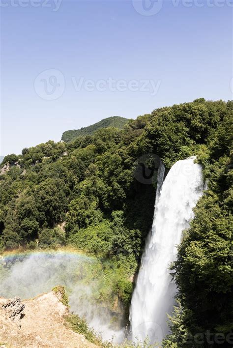 Marmore Waterfall In Umbria Region Italy Amazing Cascade Splashing