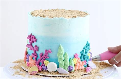 Under The Sea Cake Tutorial Sugar And Sparrow Sea Cakes Mermaid Birthday Cakes Ocean Cakes