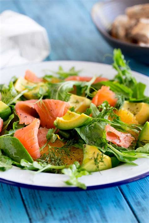 Smoked Salmon Salad With Orange And Avocado Sprinkles And Sprouts