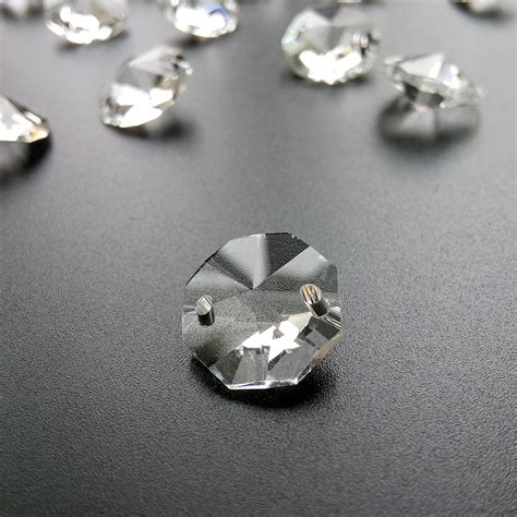 49 Clear Glass Crystal Octagon Beads 2 Holes 14mm Faceted Etsy