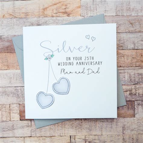 Personalised Silver Wedding Anniversary Card Silver Etsy Uk