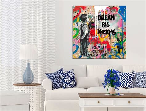 Dream big dreams Pop art colorful canvas Trendy wall art Graffiti