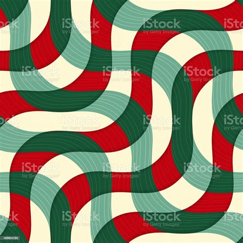 Retro 3d Green Red Yellow Overlapping Waves With Texture Stock