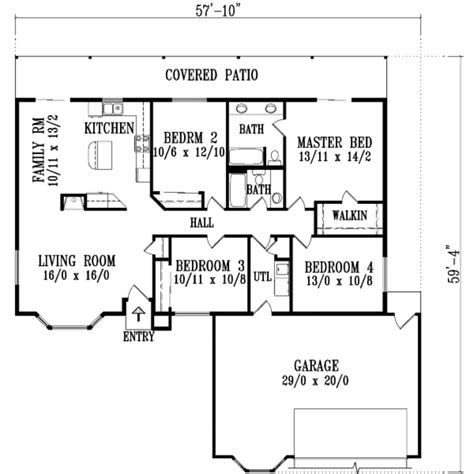 Ranch Style House Plan 4 Beds 2 Baths 1652 Sqft Plan 1 1320