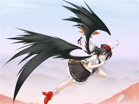 640x960 Resolution Black Haired Anime Girl With Raven Wings Hd