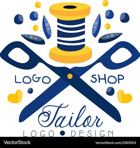 Tailor Shop Logo Design Sewing Company Fashion Vector Image