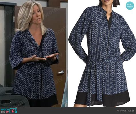 wornontv carly s blue geometric print dress on general hospital laura wright clothes and