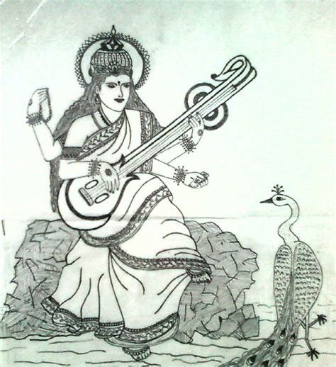 Manish My Drawing Maa Saraswati
