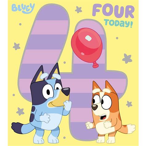 Bluey Birthday Card Age 4 Colouring Card Danilo Promotions