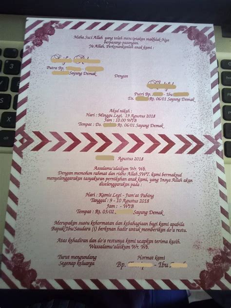 Artikel ini membahas contoh surat undangan remi, setengah resmi dan tidak resmi, gunak keperluan sekolah, perusahaan dan kegiatan lainya.✅. Contoh Surat Undangan Resepsi Pernikahan Atau Mantu - Ahadi