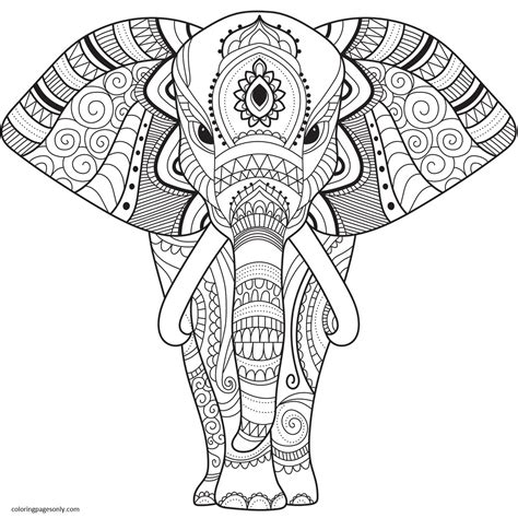 Zentangle Elephant Coloring Page Free Printable Coloring Pages