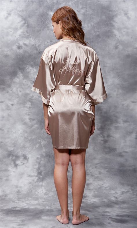 Bridal Rhinestone Robes Maid Of Honor Robes Maid Of Honor Clear Rhinestone Satin Kimono
