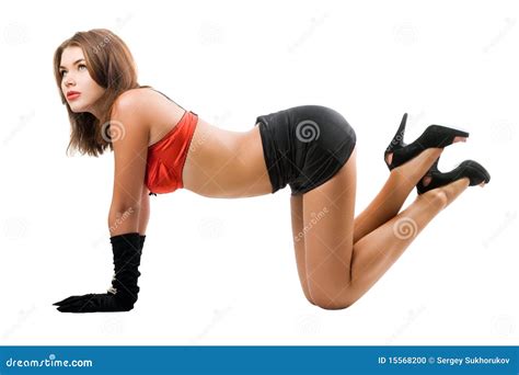 Pretty Woman On All Fours Stock Photo Image Of Knee