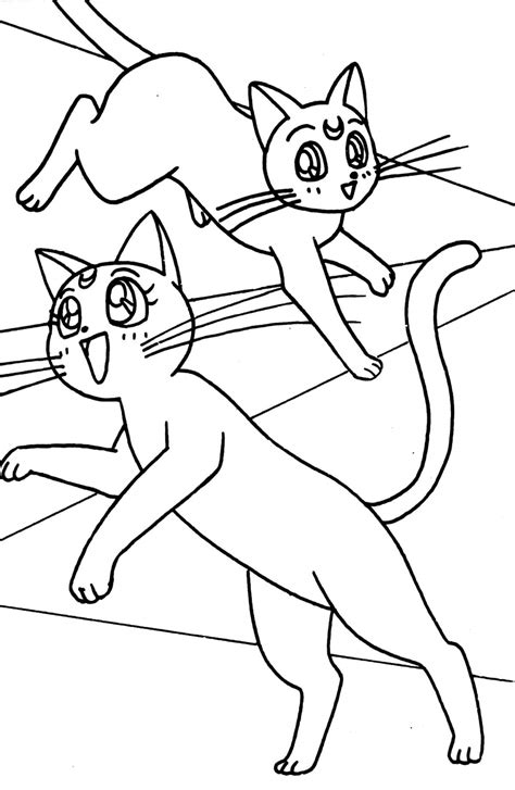 Sailor Moon Cats Coloring Page Anime Coloring Pages