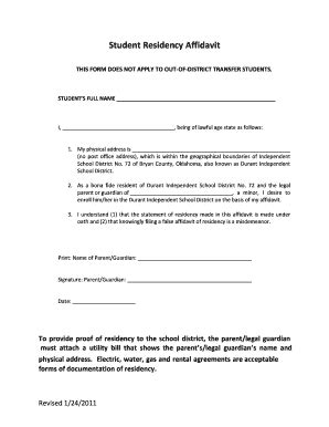 Affidavit Of Residency For Babe Form Fill Out And Sign Printable