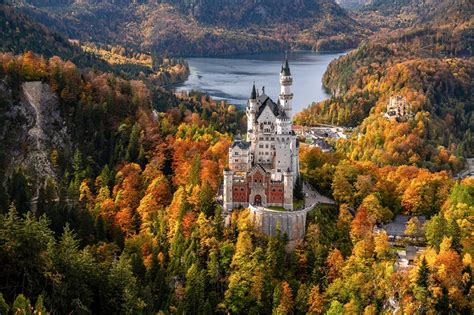 Image Bavaria Neuschwanstein Germany Tower Schwansee Autumn Castle