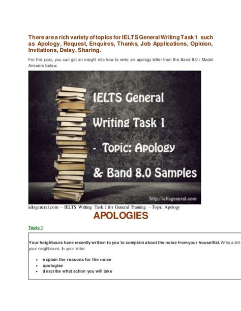 Ielts General Writing Task 1 Topic Apology