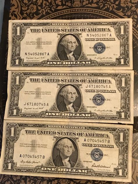 1957 Silver Certificate US Dollar bill-Blue Seal. Set 3. One | Etsy