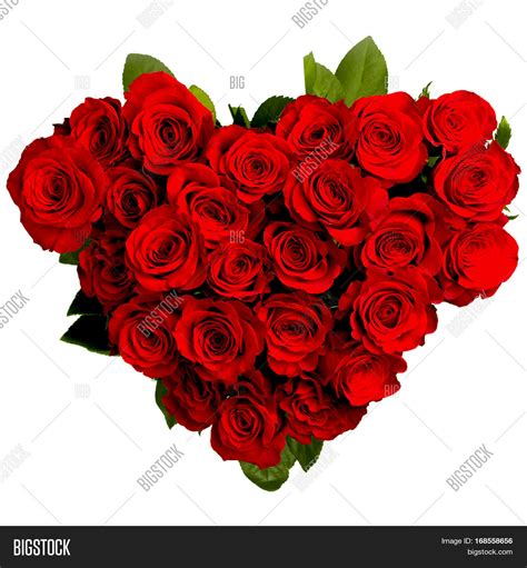Heart Shaped Bouquet Of Red Roses Isolated On White