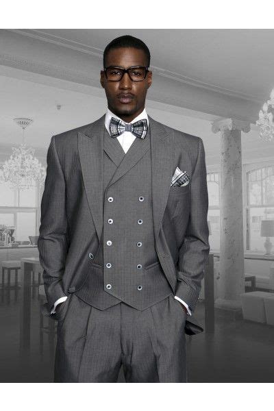 Mens 3 Pc Fashion Suit By Statement Monza Grey Designer Suits For