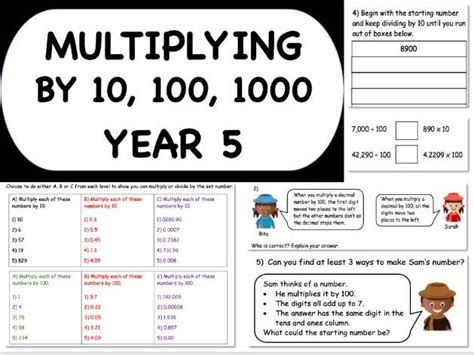 Multiplying And Dividing By 10 100 1000 With Reasoning Problems