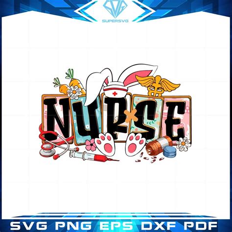 Easter Nurse Happy Easter Nurse Bunny Ear SVG Cutting Files