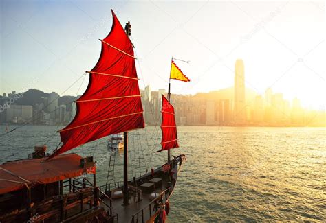 Sailboat In Hong Kong Harbor — Stock Photo © Leungchopan