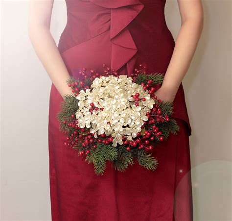 christmas bouquet winter wedding holiday bridal bouquet with pearl flowers … christmas