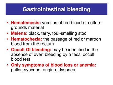 Ppt Symptoms Of The Gastrointestinal Diseases Gi Tract Bleeding