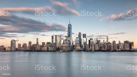 New York City Skyline Daytime Sun Clouds Blue Golden Hour Stock Photo Download Image Now Istock