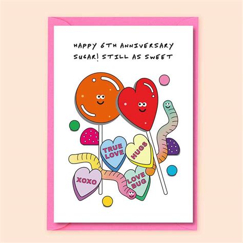 6th Anniversary Card Sugar Wedding Anniversary Card By I Am A