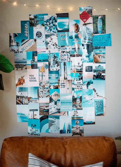 Collage Kit Beach Blue Aesthetic Wall Collage Kit Set Of 40 Etsy
