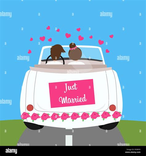 Just Married Wedding Car Couple Honeymoon Marriage Stock Vector Image And Art Alamy