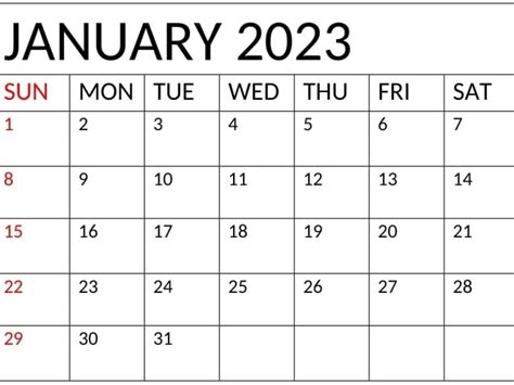 Printable January 2023 Calendar Archives Calendar Digital