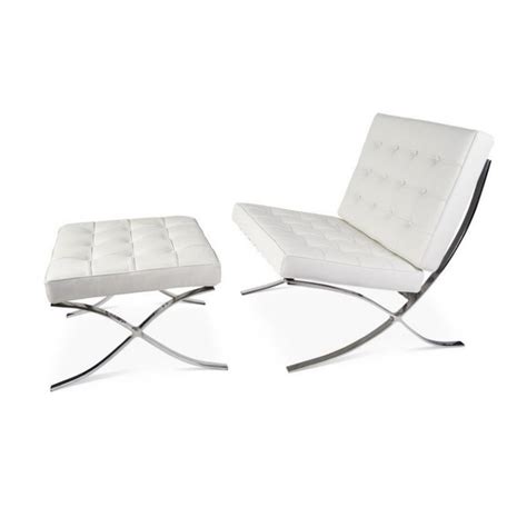 Shop for knoll barcelona chair at 2modern. White Barcelona lounge Fauteuil plus hocker sale