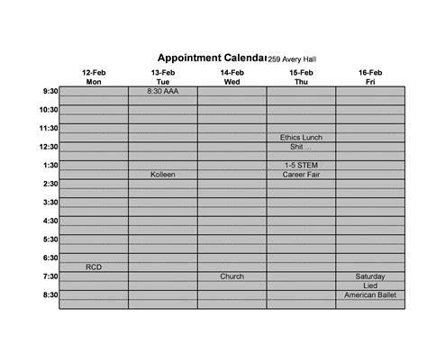 45 Printable Appointment Schedule Templates And Appointment Calendars
