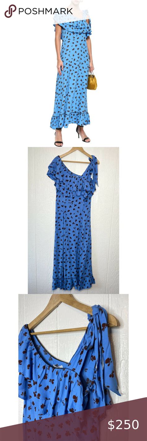 Ganni Roseburg Crepe Blue Ruffle Floral Dress Sz 40 Nwt In 2022 Floral Dress Clothes Design