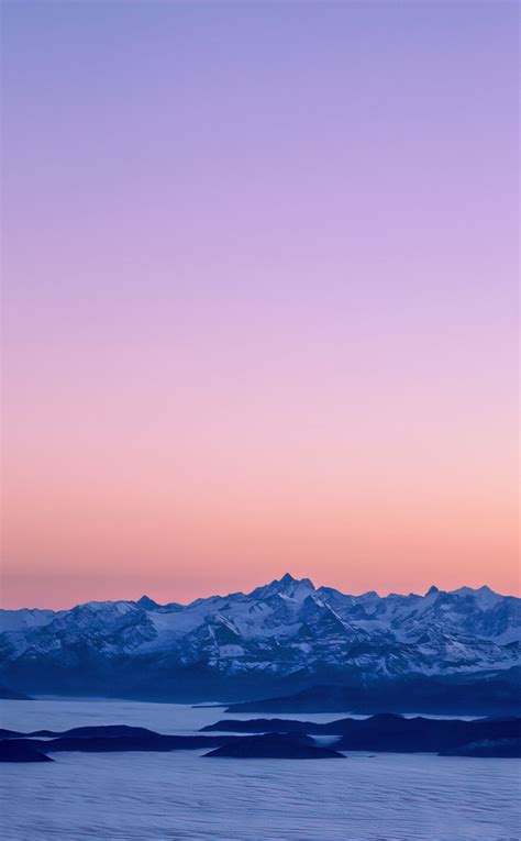 Download Wallpaper 950x1534 Sunset Clean Skyline Mountains Range