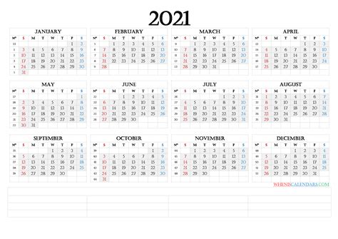 Printable 2021 Calendar With Week Numbers Premium Templates
