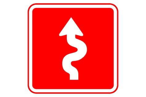premium photo illustration of a red dangerous curves sign