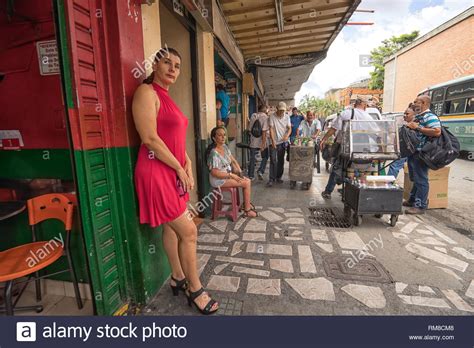 Medellin Colombia July 27 2018 People On The Street In The La Candelaria Red Light District
